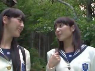 Japanilainen av lesbot koulutytöt, vapaa likainen video- 7b