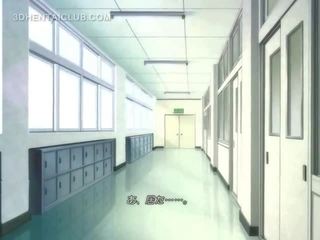 Animen sötnos i skola enhetlig masturberar fittor