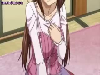 Tonårs animen ung kvinnlig blir bröstvårtor slickade